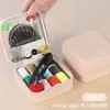 Kit de Costura Doméstico Multifuncional Caixa de Costura Conjunto de Caixas Organizadoras Kit de Ferramentas de Costura Dormitório de Estudante Portátil Mini