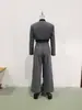 Comercio exterior transfronterizo al por mayor 2026 nuevo conjunto de moda europea y americana para mujer: top a rayas corto de cuello alto + pantalones de pierna ancha