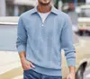 2025 Primavera e Outono Novo Cruzamento de Fronteira Estilo Europeu e Americano Casual ao Ar Livre Gola Lapela Meio Zíper Pulôver Tricotado Manga Longa Roupa Masculina