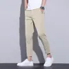 Pantalones Casuales Ajustados para Hombre, Versátiles de Primavera/Verano Estilo Coreano Ajustados Pantalones Blancos, Pantalones Elásticos para Hombre