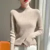 Ropa de primera línea transfronteriza lista para usar mezcla de lana otoño/invierno 2026 nuevo para mujer corta holgada cuello semialto base acanalada