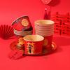 Cuenco de boda, cuenco de papel redondo rojo grueso, cuenco para banquete de boda, palillos, vaso de papel para banquete de boda, vajilla desechable, traje