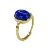 Anillo de Plata S925 Chapado en Oro con Lapislázuli, Delicado Diseño de Bambú, Elegante y Compacto, Joyería al por Mayor, Fresco y Dulce