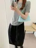 Camiseta de Verão Feminina Mistura de Caxemira e Acrílico Tecido Casual Etiqueta Nude Toque Fresco Leve Shell Suave Manga Curta