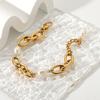 Pulsera de acero inoxidable chapado en oro de 18 quilates estilo europeo y americano, cadena ovalada de 12 mm, pulsera gruesa, joyería para mujer