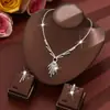 Conjunto de Duas Peças de Colar e Brincos de Strass Transfronteiriços Europeu e Americano Moda Acessórios para Vestido de Noiva