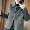 Abrigo de lana doble cara para otoño para damas, abrigo corto para mujer, elegante abrigo de lana con solapa para otoño e invierno, abrigo petite