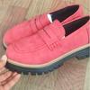 Mocassins 2025 Nova Primavera & Outono Tamanho Grande Casual Fosco Estilo Britânico Sapatos Femininos Salto Grosso Sola Grossa Exportação Retrô