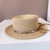 Sombrero de Ala Plana Retro Estilo Étnico para Niños Sombrero de Paja Protector Solar de Verano Sombrero de Ala Plana Tendencia Nacional Sombrero de Ala Plana para Vacaciones en la Playa Sombrero de Sol Versátil