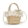 Bolsa de Paja Estilo Viaje Vacaciones Playa Camping Canasta Trenzada de Satchel Encaje Francés Original Romántica hasta el Final