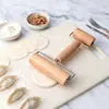 Rodillo de madera de haya para uso doméstico, rodillo de madera maciza de doble extremo, rodillo para masa de dumplings, rodillo para extender masa