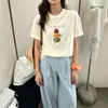 Camiseta de manga corta de algodón puro para mujer, verano, corte holgado, ropa casual versátil, ropa para mujer de talla grande, top adelgazante y que disimula el abdomen