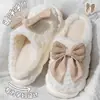 Lindas Pantuflas de Algodón para Mujer con Lazo 2026 Nuevo Otoño Invierno Hogar Interior Antideslizantes Cálidas Felpa Dibujos Animados Zapatos de Algodón