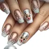 Nuevo Navideño Transfronterizo Más Vendido Manicura Degradado Lindo Reno Copo de Nieve Puntos Uñas Rectangulares Medias Portables Venta al por Mayor