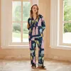 [Leopardo nebuloso azul] pijama mujer verano manga corta seda de hielo fino talla extra grande caricatura primavera y otoño se puede usar ropa de casa