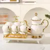 Juego de Tetera y Tazas de Cerámica de Alto Valor de Color Frío para Sala de Estar del Hogar, Simple, Creativo, Juego de Té