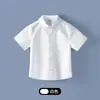 Camisa Blanca de Algodón Puro para Niños de Manga Corta Uniforme Escolar Estudiantes de Preescolar y Primaria Camisa Blanca sin Planchar Traje Delgado para Niños y Niñas