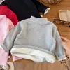 Ropa Infantil Niña Bebé Capa Base de Terciopelo Plus 2026 Invierno Nueva Llegada Camiseta Térmica de Forro Polar Cálida Cuello Medio Alto Manga Larga