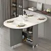 Mesa de comedor plegable para uso doméstico en apartamentos pequeños, simple, multifuncional, móvil con ruedas, adecuada para propiedades de alquiler, mesa de comedor pequeña rectangular