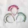 Decoración de Pastel de Cumpleaños Ambiente de Fiesta Disposición Niños Lluvia Diadema Brillante Letras en Inglés Feliz Cumpleaños Diadema para el Cabello