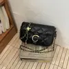 Bolso bandolera versátil transfronterizo con patrón de diamantes y cadena, de alta gama, nicho, moderno, exquisito, de un solo hombro, cruzado, moda, casual, bolso pequeño cuadrado