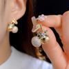 Pendientes de cereza con lazo de circonita compacta de estilo japonés y coreano, exquisitos, de plata S925 para mujer, elegantes, ligeros y de lujo.