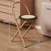 Cadeira Dobrável Retrô de Rattan Pequeno Apartamento Doméstica Dobrável Cadeira de Jantar Cadeira Nova para Varanda Cadeira que Não Ocupa Espaço