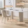 Mesa de Pedra Sinterizada de Luxo Leve para Casa Pequeno Apartamento Escritório Minimalista Moderno Mesa de Computador Estilo Creme Quarto Mesa e Cadeira Branca Pura