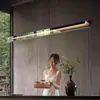 Luminária Pendente para Restaurante Suspensa Levantável Estilo Italiano Luxo Leve Sensação de Alto Padrão Bancada de Ilha Bancada de Bar Tira Longa Linear Lâmpada de Vidro para Mesa de Jantar