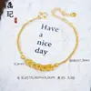Pulseira de cinco moedas traz-fortuna, dourado areia com brilho de gelo picado, alta retenção de cor, joia de moeda da moda, novo estilo chinês de luxo leve