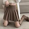 Falda plisada marrón de talla grande para mujer, otoño e invierno 2023, nueva falda línea A plisada de cintura alta y corte slim, estilo preppy