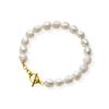 Pulsera elegante y original de perlas barrocas de nicho, de metal con perlas de agua dulce, adelgazante y personalidad sencilla para mujer.