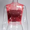 Suministro Transfronterizo 2024Wish Aliexpress Amazon Verano Malla de Pedrería Diamante Brillante Camiseta Top para Mujer Yx951
