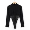 Mono sexy de malla con costuras para chica sexy para mujer, primavera y verano 2022, nueva camiseta interior adelgazante ajustada europea y americana