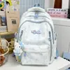 Mochila Estilo Universitario Blanca Leche con Estampado de Estrellas Difuminadas para Estudiantes de Secundaria y Preparatoria, Mochila Ligera para Niñas para Clase y Viajes