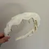 Diadema Coreana Plisada con Dientes, Diseño de Corona Alta, Exquisita Diadema de Perlas Versátil para Uso Diario, Lavado de Cara y Peinado
