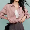 Camisa de Mezclilla Rosa Flor de Cerezo Ropa de Trabajo Otoño 2026 Nueva para Mujer Corte Holgado Estilosa 100% Algodón Camisa Corta