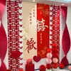 Decoración tridimensional para habitación de bodas con personaje "Felicidad", adornos para escena de boda, pared de fondo de flor roja plisada, artículos para bodas