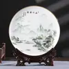 Ornamentos de Prato Cerâmico de Porcelana Óssea Jingdezhen Novo Estilo Chinês Decorações para Casa Prato Artesanal Prato para Escritório Sala de Estar