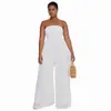 8582 Roupas Europeias e Americanas Cor Sólida Perna Larga Casual Chiffon Cintura Alta Macacão Calça Macacão Feminino Macacão de Verão