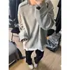 Sudadera con cremallera de alta densidad y peso pesado para hombre, estilo vintage europeo y americano moderno, con tejido de rizo, sin cuello, para otoño