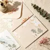 Tarjeta de Agradecimiento Estilo Sobre, Papel de Carta, Tarjeta de Invitación, Papel Especial con Patrón Floral Retro, Especialidad en Papel Hecho a Mano