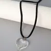 Nuevo Collar Transparente de Vidrio con Colgante de Corazón de Forma Ajustable, Cadena para Clavícula de Temperamento para Mujer
