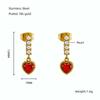 Pendientes de circonita en forma de corazón de 18 quilates chapados en acero inoxidable transfronterizo europeo y americano, diseño de nicho, pendientes de perlas, pendientes para mujer, venta al por mayor