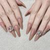Uñas Portátiles Puras Hechas a Mano, de Gama Alta, Deslumbrantes Hielo-Transparente Ojo de Gato Diamantes Triturados, Lujo Ligero, Puro Deseo, Manicura Dulce y Fresca, Uñas Postizas Removibles