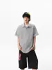 Camisa Polo Rayada Estilo Americano Falsa de Dos Piezas Manga Corta Unisex Verano Tendencia Marca Peso Pesado Holgada Versátil Camiseta de Media Manga para Pareja