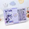 Kuromi Caja de Regalo de Cuero de Alta Gama Portátil Set de Cuaderno Material de Regalo Papelería para Niños de Primaria Regalo de Cumpleaños