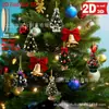 Decoraciones Navideñas de Árbol de Navidad de Madera de Forma Mini Coloridas Planas 2D para el Hogar, Oficina, Aula, Regalos de Cumpleaños y Adornos para Colgar