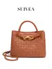 El nuevo bolso tejido de Amazon para mujer, hecho con gamuza mate empalmada, es un bolso tote de alta gama para llevar al hombro y cruzado.