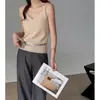 Camisola Pura Caxemira para Primavera e Verão, Top com Decote V Suave e Amigo da Pele, Regata Integrada sem Costura, Roupa Íntima sem Mangas para Mulheres
